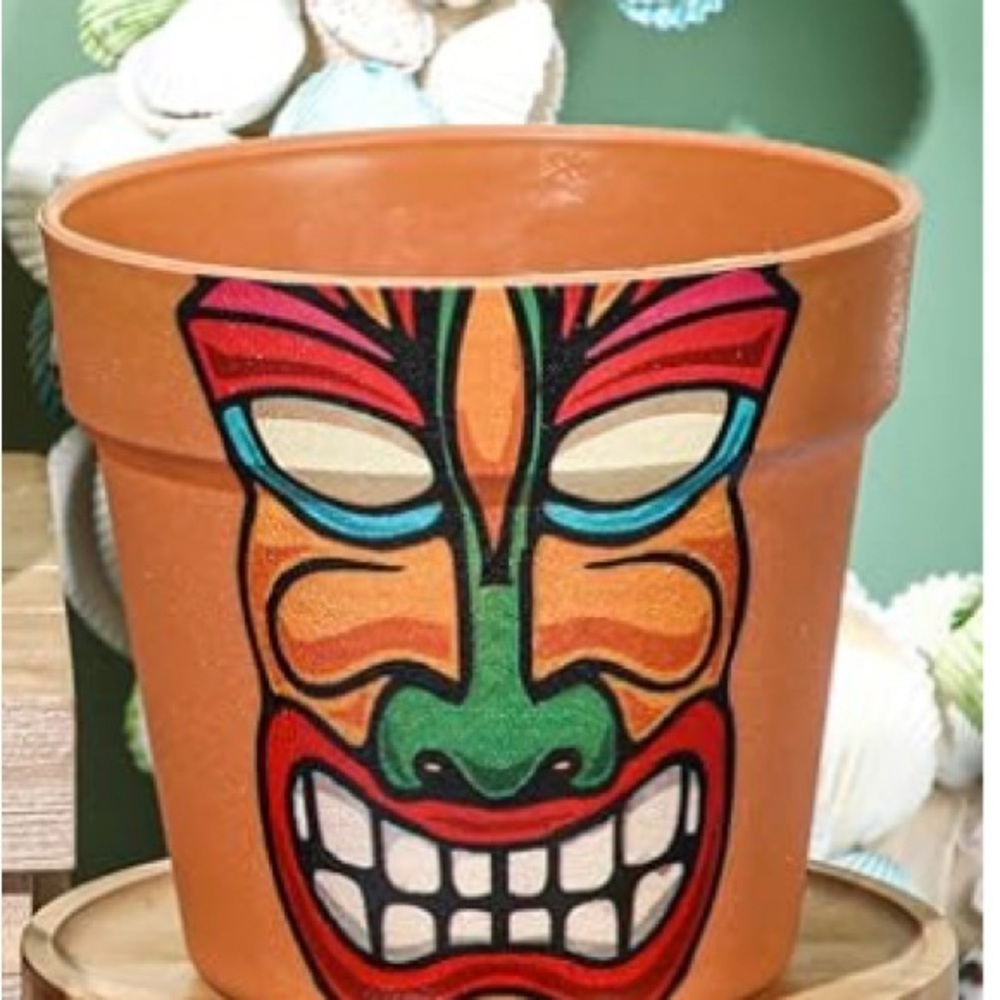 Tiki head 5" plastic Planter Pot